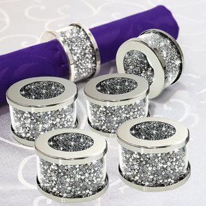 NEW Sparkling Bling Crystal Rhinestone Dinner Napkin Rings Place Setting